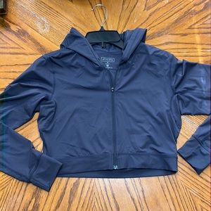Athleta gray full zip cropped jacket size medium.
